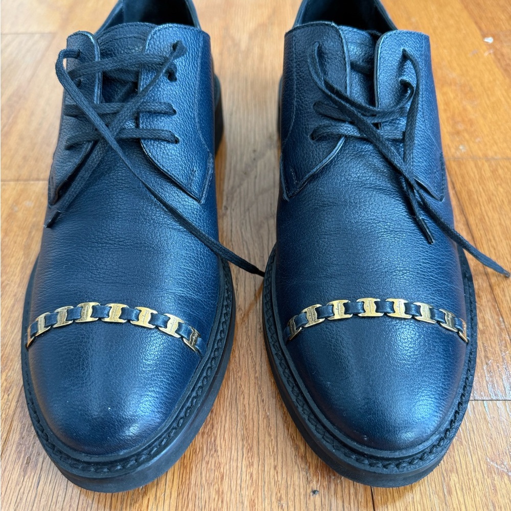 Elegant Blue  Leather Women’s Shoes